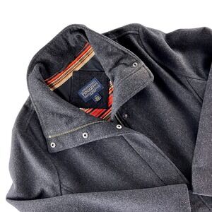Pendleton Car Coat Men Large Dark Grey Solid Virgin Wool Blend Jacket